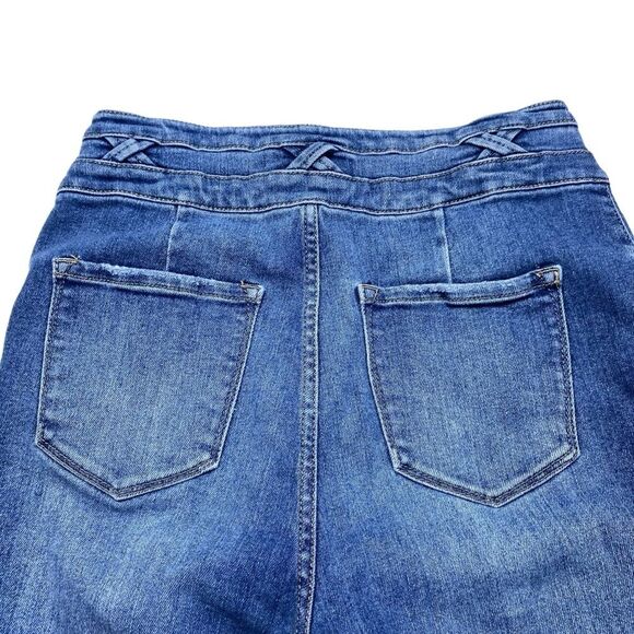 KanCan High Rise Double Button Super Skinny Distressed Denim Blue Jeans Sz 11/29 - Picture 6 of 15